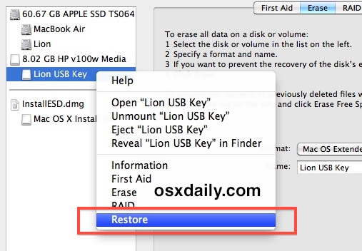 make bootable pen drive for mac os x lion from windows